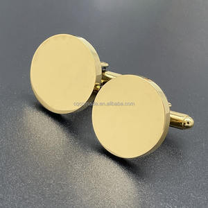 パーソナライズされた彫刻ブランクカフリンクス刻印ボタンチタン鋼18Kゴールドカフリンクス - Product Image 3