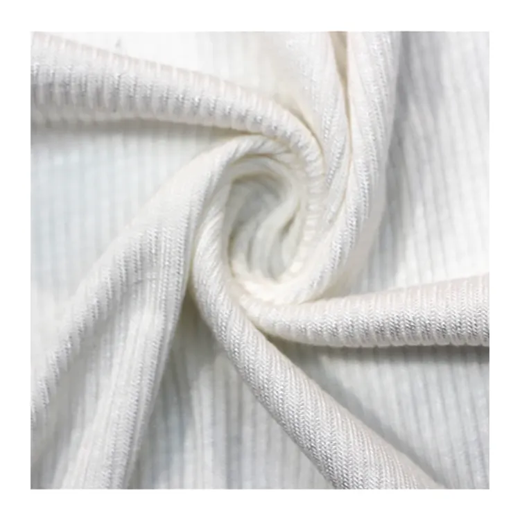 97 cotone 3 Spandex Costine Tessuto Jersey Elasticizzato di colore Bianco Stile Semplice Tessuto Sportivo