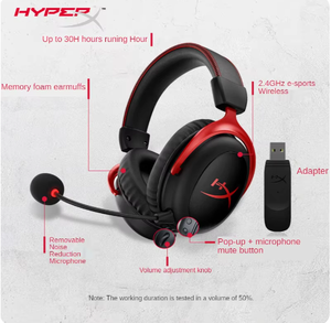 Auriculares inalámbricos HyperX <span class=keywords><strong>Cloud</strong></span> <span class=keywords><strong>II</strong></span> DTS 7,1, auriculares para juegos con sonido envolvente, micrófono desmontable con cancelación de ruido, auriculares para juegos - Product Image 2