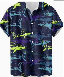 <span class=keywords><strong>Camisa</strong></span> Casual para Hombre con Estampado 3D de Ballena Oceánica Retro - Estilo Urbano Hip-Hop Rock, Manga Corta - Product Image 1