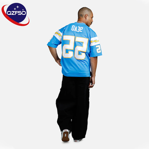 QZFSO Custom Streetwear Blokecore Style Vintage Soccer Tshirt Oversized Fit Satin Shiny Fabric Rugby American Football Jersey - Product Image 2