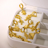 Boucles d'oreilles pendantes Gaovo en forme d'étoile de mer, style luxe léger, plaqué or 18 carats, en acier inoxydable, design éventail marin, bijoux de mode pour femme