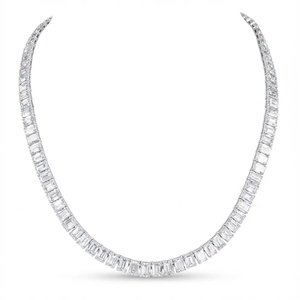 สร้อยคอเทนนิสทรงมรกต 50 กะรัต สีธรรมชาติ EF รับรองโดย GIA เครื่องประดับหรูหราสำหรับงานแต่งงานของผู้หญิง - Product Image 1