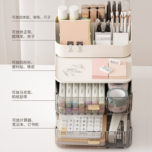 Desktop <b>Storage</b> <b>Box</b> Rectangle With Partitions <b>Drawer</b> Style Office Organizer For Desk Bedroom Dorm Room - Product Image 4