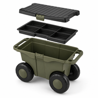 Chariot de rangement portable en plastique de style européen pour garage, jardin, scooter, outils, capacité de charge >10 kg, pneus tout-terrain