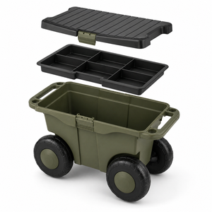 Chariot à outils de jardin portable en plastique de style européen avec boîte de rangement - Product Image 2