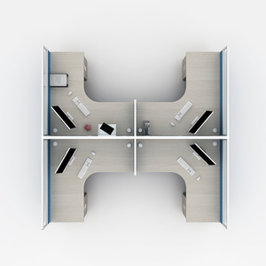 Phong cách mới <span class=keywords><strong>L</strong></span> Shape 4 người văn phòng máy trạm với phân vùng bàn đồ nội thất - Product Image 3