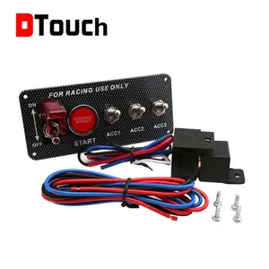 Dtouch-Panel de interruptor de encendido de 12V 5 en 1 para motor de coche, pulsador LED, interruptores abatibles de fibra de carbono para carreras