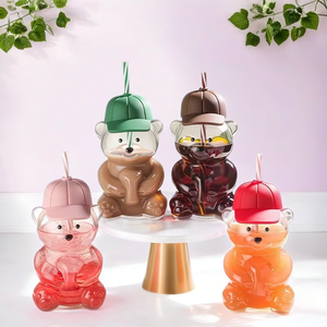 Vaso de Vidrio <span class=keywords><strong>con</strong></span> Diseño Clásico en Forma de Oso de Peluche, Tazas Bonitas de Dibujos Animados para Café y Jugo, para Té y <span class=keywords><strong>Leche</strong></span>, para Uso en Restaurantes - Product Image 5