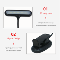 Lampe à clip LED HEBIKUO PD16 pour pupitre de musique, pour la lecture de partitions, avec luminosité réglable