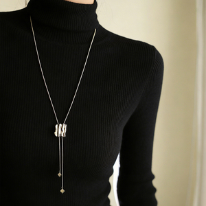 Collar de cadena <span class=keywords><strong>Y</strong></span> chapado en oro de 18 quilates, duradero, de acero inoxidable, cadena larga con eslabones deslizantes, collar tipo lariat, accesorios para suéteres de otoño e invierno - Product Image 1