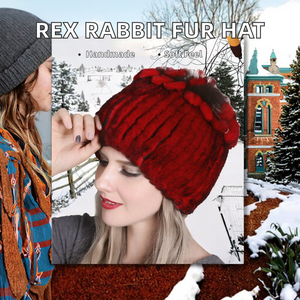 Chapeau d'hiver ultra doux pour femme avec vraie <span class=keywords><strong>fourrure</strong></span> de lapin Rex Design de fleur latérale de mode <span class=keywords><strong>Toque</strong></span> extrêmement chaude pour les activités de plein air - Product Image 2