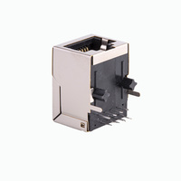 Kit de connecteur Ethernet RJ45 femelle modulaire 8P8C avec boîtier blindé, placage or, entrée latérale, montage sur circuit imprimé, filtre - PBT NOIR