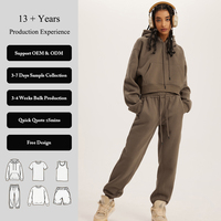 Ensemble de survêtement en polaire personnalisé avec logo, deux pièces, sweats à capuche et pantalons de survêtement amples pour femmes, streetwear, coupe décontractée, style ample