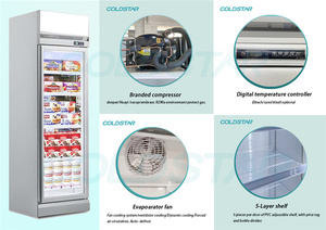 Réfrigérateur vertical à porte vitrée pour boissons énergisantes avec refroidissement par ventilateur, affichage commercial du Guangdong - Product Image 5