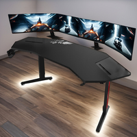 Table de jeu RGB LED personnalisée de 180 cm, noire, pour PC et e-sport, extensible, en métal de haute qualité et fibre de carbone, vente en gros d'usine