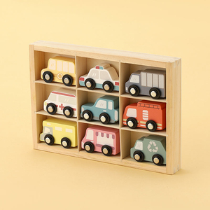 New Arrival Baby <b>Toys</b> Pretend Kids Vehicle <b>Toy</b> 9 PCS Set <b>Educational</b> Wooden Mini Cars Model <b>Toys</b> - Product Image 2
