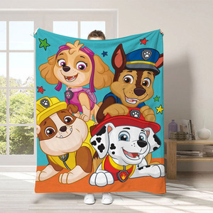 Couverture en flanelle imprimée pour enfants, motif de chiot de dessin animé, 100% polyester de haute qualité, toutes saisons, universelle, pour la pause déjeuner, vente en gros - Product Image 1
