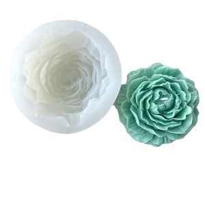 Trend Custom Logo 3D <b>Large</b> Size Peony Shape Eco-Friendly Dishwasher Safe White Silicone Flower Soap <b>Candle</b> Mold for <b>Candle</b> - Product Image 2
