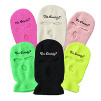 Venta al por mayor envío rápido personalizado de fábrica sí papá invierno a prueba de viento máscaras de esquí pasamontañas 3 agujeros para hombres y mujeres