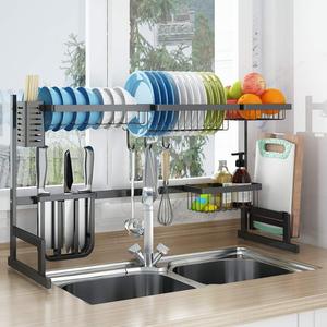 Au-<span class=keywords><strong>dessus</strong></span> de L'évier En Acier Inoxydable Plat Séchage Grille Égouttoir Étagère pour le Stockage De Cuisine Compteur Organisateur - Product Image 1