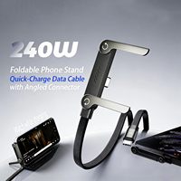 Câble de charge rapide invisible, 240W USB C vers USB C, cordon de chargeur Type C coudé à 90° pour téléphone, 1,5 m