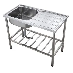 Free Standing Stainless Steel Sink with Frame and Legs