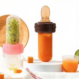 Cuillère à presser pour bébé en silicone de qualité alimentaire 2 en 1, <span class=keywords><strong>biberon</strong></span> et tétine, ensemble d'alimentation pour bébé en silicone - Product Image 1