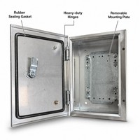 Boîtier électrique en acier inoxydable brossé DELIKE ALPHA 300x250x150mm, boîte de distribution plate murale, indice de protection IP66, simple