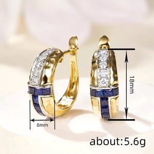 Orecchini a Cerchio con Accenti Blu per Donne, Design Geometrico, Accessori per Orecchie da Indossare Quotidianamente - Product Image 4