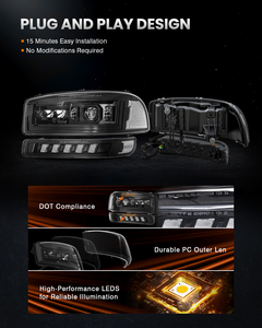DOT <span class=keywords><strong>LED</strong></span>-Scheinwerfer für 1999-2006 Yukon XL 1500/2500 & 1999-2007 Sierra 1500/2500HD/3500 Classic 45W GMC Beleuchtungszubehör - Product Image 4