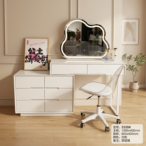 Modern Makeup <b>Vanity</b> <b>Table</b> With Cloud <b>Mirror</b> Storage Desk White Color For Bedroom Furniture - Product Image 4