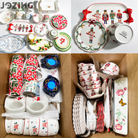 Vente en gros de vaisselle en céramique écologique réutilisable, motif de fruits, vaisselle mignonne, ensemble de vaisselle, assiette à fruits, tasse, soucoupe