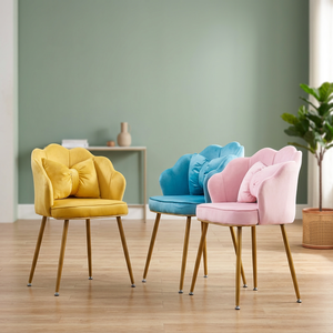 Sillón Casual Z Plush Gold, Silla de Maquillaje, Taburete con Respaldo de Lujo para Hogar, Oficina y Dormitorio - Product Image 2