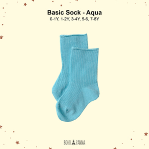 Boho Panna Basic <b>Aqua</b> <b>Socks</b> For Toddlers 0-1Y 1-2Y 3-4Y 5-6Y 7-8Y Breathable Knitted Cotton Ankle <b>Socks</b> Spring Casual Style - Product Image 1