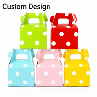 Boîte cadeau à poignée personnalisée OEM avec imprimé à pois colorés pour l'emballage en lot de desserts d'usine de confiserie