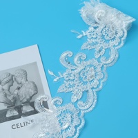 Voiles de mariage de mariée blancs de 9cm Bordure de dentelle brodée avec paillettes LT2770B