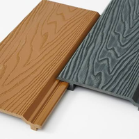 Teak semi-privacy WPC schuttingpanelen balkon composiet schutting horizontale latten 3D houtnerf roestvrij buitenpaal