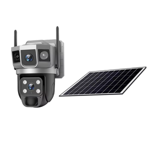 Caméra de sécurité CCTV solaire 6MP 7/24 avec enregistrement AOV 3 CMOS, V380 Pro, double objectif, carte SIM 4G, vision nocturne - Product Image 1