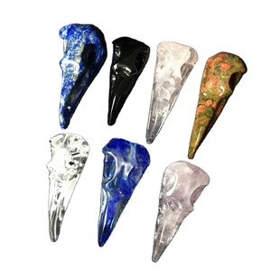 Nature Tiger Eye Lapis Lazuli Khắc Thạch Anh Pha Lê <span class=keywords><strong>Raven</strong></span> Chữa Bệnh Đầu Chim Hộp Sọ Cho Mặt Dây Chuyền - Product Image 2