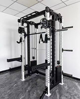 Máquina Smith Multifunción DINUO, Equipo de Gimnasio en Casa, Sistema Integrado de Poleas, Rack para Sentadillas y Levantamiento de Pesas