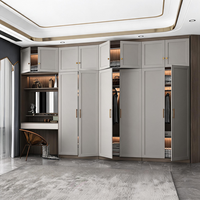 Armoire de rangement avec coiffeuse moderne laquée gris, pour chambre d'hôtel, en chêne, bouleau nordique, beige