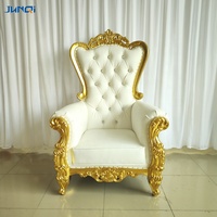 Location de canapé de mariage Golden Hotel Chine, canapé royal antique à dossier haut, chaises de trône pour pédicure, roi et reine
