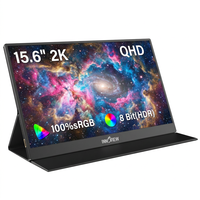 Moniteur externe QHD 15,6 pouces 2K 1440P IPS, écran portable avec support de protection intelligent pour ordinateur portable Android Mac