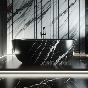 QUYANG edificio moderno Design bagno decorativo in pietra naturale vasca da bagno indipendente in marmo conchiglia vasca da bagno - Product Image 3