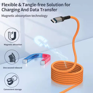 สายเคเบิล Type C แบบดึงกลับได้60W สายไนลอนแบบหมุน3A แม่เหล็กด้วยตัวเองแบบถักพันกันฟรีแบบพกพาสำหรับ iPhone 15 16 17 Samsung <span class=keywords><strong>Xiaomi</strong></span> - Product Image 2