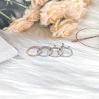 Ensemble de bijoux classiques en quatre pièces, argent sterling 925, zircon, bague, couronne avec plaqué or, pour cadeau