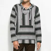 Men's Custom Striped Knitted Hoodie, Mexican Baja Hoodie