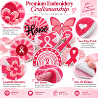 Patch brodé en ruban rose pour la sensibilisation au cancer du sein, avec motifs Cœur, Espoir, Croire, à thermocoller ou à coudre, vente en gros