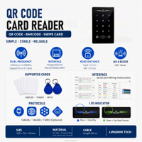 Lecteur de codes QR extérieur étanche avec clavier tactile, lecteur RFID Wiegand 26/34, lecteur de codes QR, lecteur de cartes IC 13,56 MHz, lecteur de contrôle d'accès pour serrure de porte